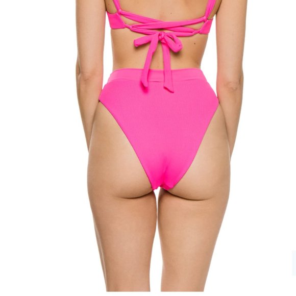 Summerful Bikini Ipanema Hi Waist Hi Leg Bottom Pink Size Large NWT - Picture 2 of 13